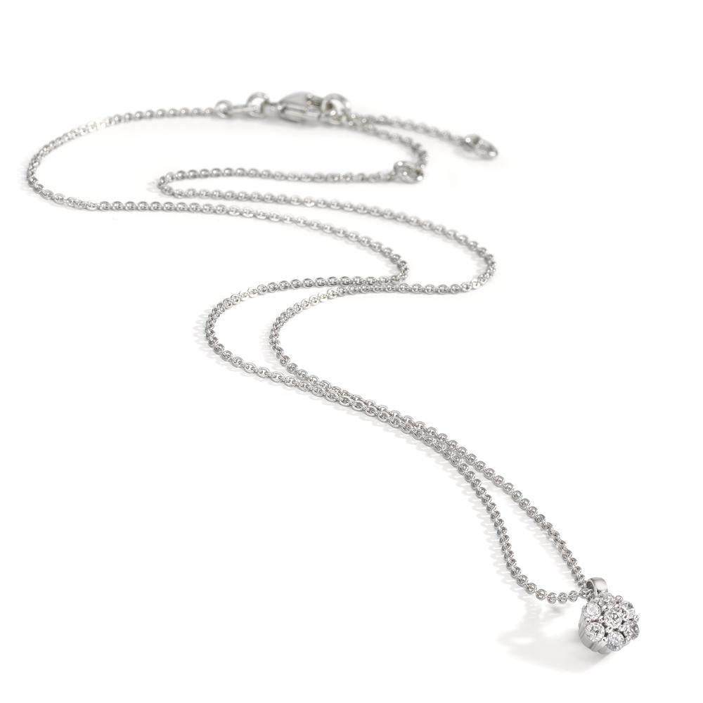 Collier Zilver Zirkonia 7 Steen Gerhodineerd Bloem 38 cm