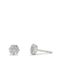 Oorknoppen Zilver Zirkonia 14 Steen Gerhodineerd Bloem