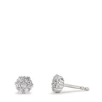 Oorknoppen Zilver Zirkonia 14 Steen Gerhodineerd Bloem