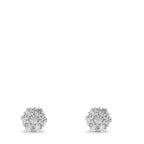 Oorknoppen Zilver Zirkonia 14 Steen Gerhodineerd Bloem