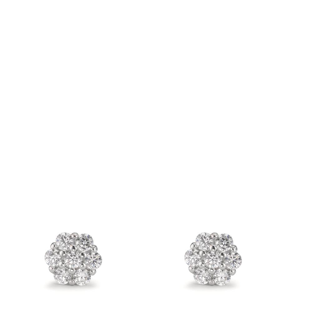 Oorknoppen Zilver Zirkonia 14 Steen Gerhodineerd Bloem