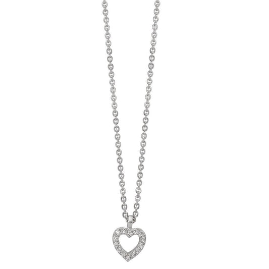 Collier Zilver Zirkonia 16 Steen Gerhodineerd Hart 38-42 cm