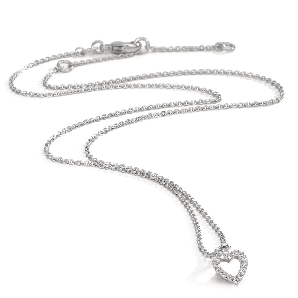Collier Zilver Zirkonia 16 Steen Gerhodineerd Hart 38-42 cm
