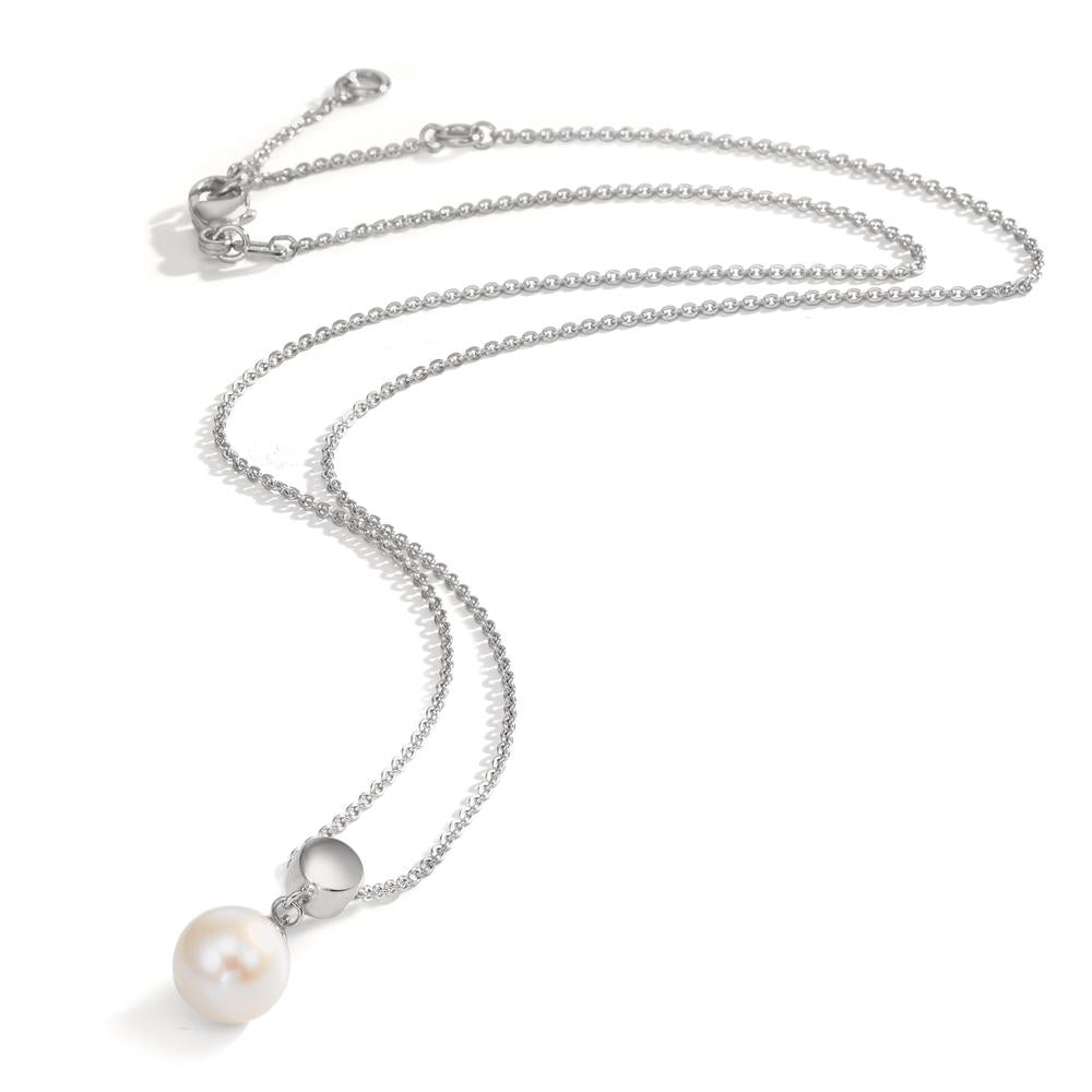 Collier Zilver Gerhodineerd zoetwater Parel 7.5-8 mm 38-42 cm