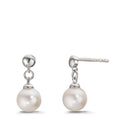 Oorbellen Zilver Gerhodineerd zoetwater Parel, 2 Parels, 6.5 mm
