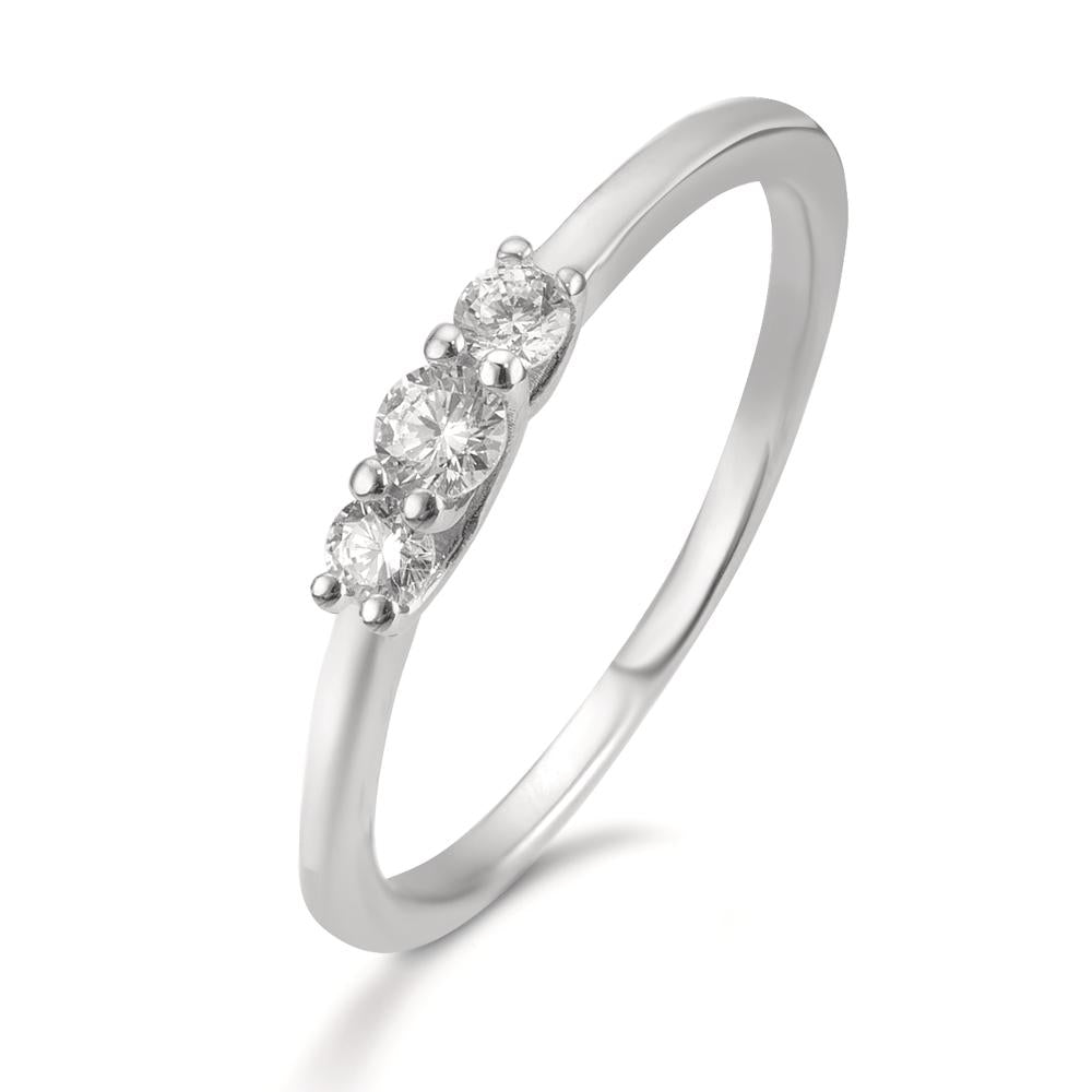 Ring Zilver Zirkonia 3 Steen Gerhodineerd