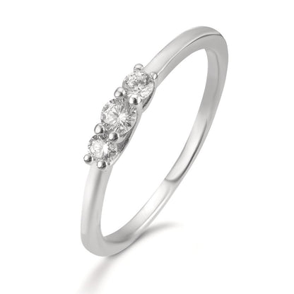 Ring Zilver Zirkonia 3 Steen Gerhodineerd