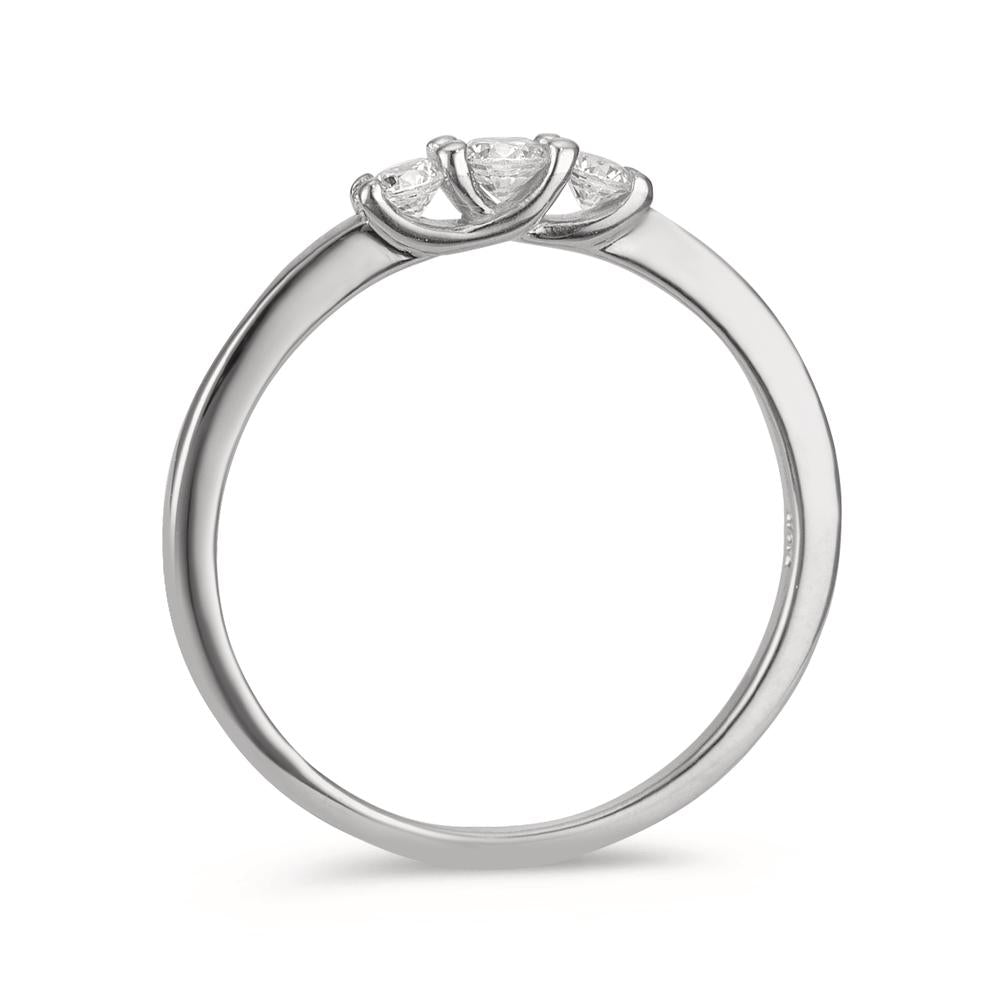 Ring Zilver Zirkonia 3 Steen Gerhodineerd