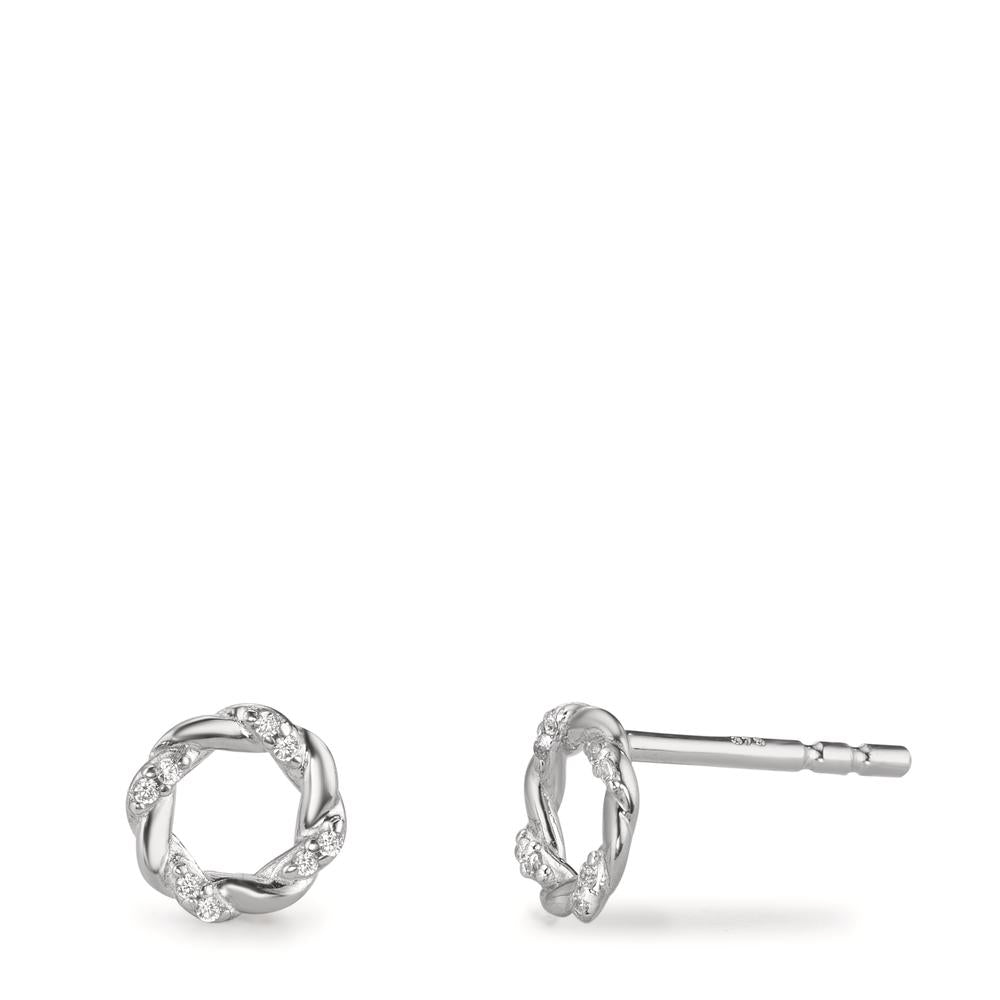 Oorknoppen Zilver Zirkonia 16 Steen Gerhodineerd Ø6.5 mm