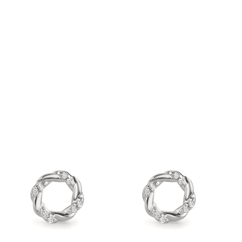 Oorknoppen Zilver Zirkonia 16 Steen Gerhodineerd Ø6.5 mm