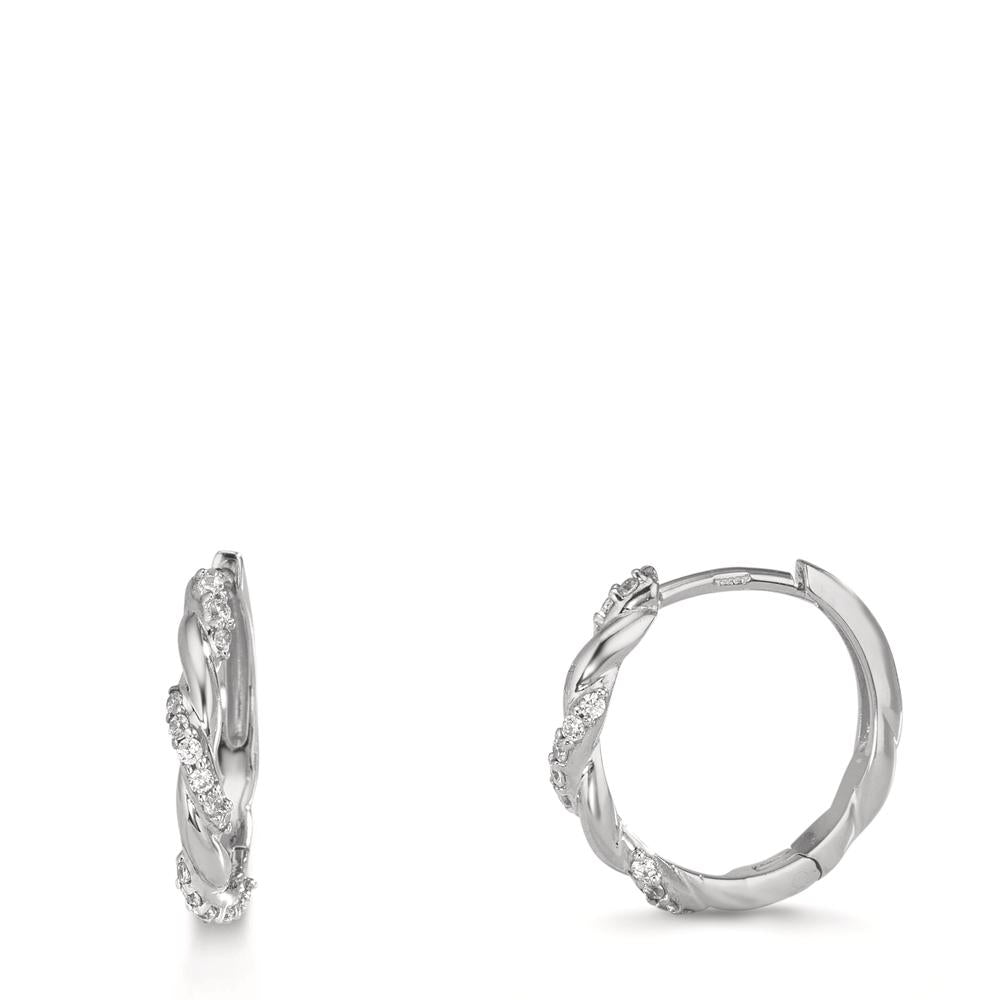 Scharnier oorringen creolen Zilver Zirkonia 26 Steen Gerhodineerd