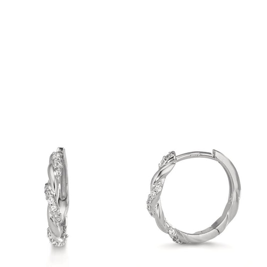 Scharnier oorringen creolen Zilver Zirkonia 26 Steen Gerhodineerd