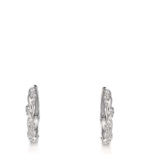 Scharnier oorringen creolen Zilver Zirkonia 26 Steen Gerhodineerd