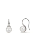 Oorbellen Zilver Gerhodineerd zoetwater Parel, 2 Parels, 8 mm