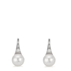 Oorbellen Zilver Gerhodineerd zoetwater Parel, 2 Parels, 8 mm