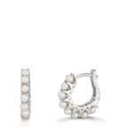 Scharnier oorringen creolen Zilver Gerhodineerd zoetwater Parel, 16 Parels, 2.5 mm