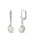 Oorbellen Zilver Zirkonia 2 Steen Gerhodineerd zoetwater Parel, 2 Parels, 5.5 mm