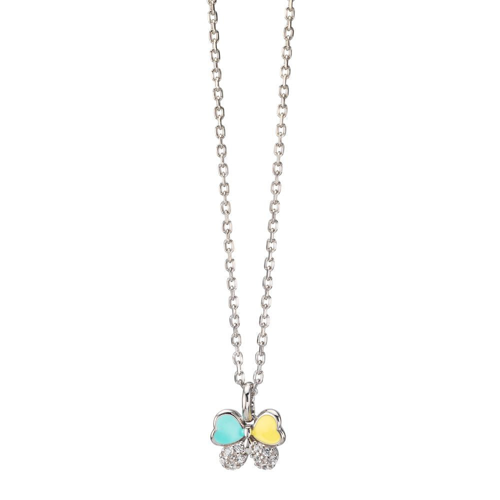 Collier met hanger Zilver Zirkonia 10 Steen Gerhodineerd Vlinder 36-38 cm