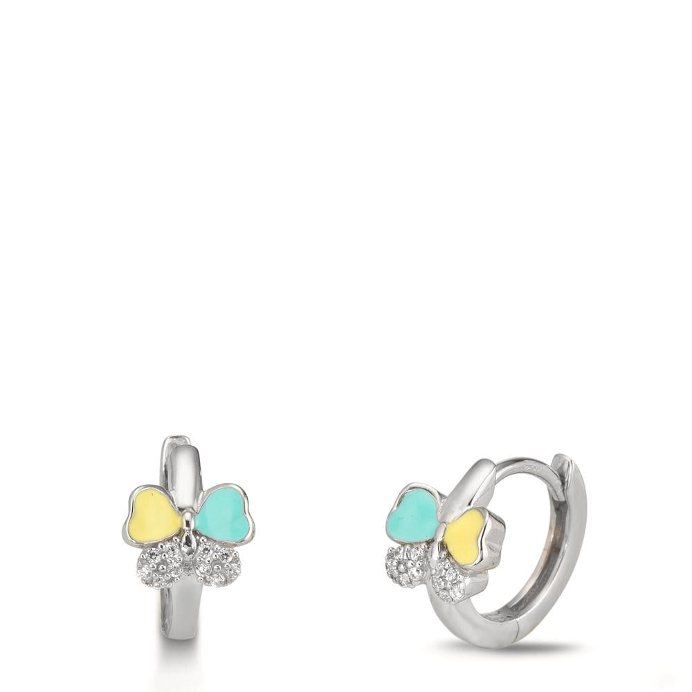 Scharnier oorringen creolen Zilver Zirkonia 20 Steen Gerhodineerd Vlinder