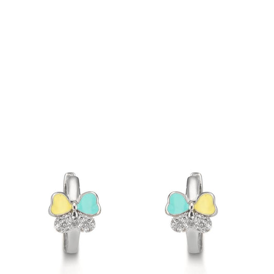 Scharnier oorringen creolen Zilver Zirkonia 20 Steen Gerhodineerd Vlinder