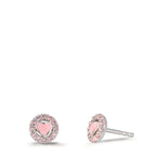 Oorknoppen Zilver Zirkonia roze Gerhodineerd Hart Ø6.5 mm