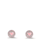 Oorknoppen Zilver Zirkonia roze Gerhodineerd Hart Ø6.5 mm