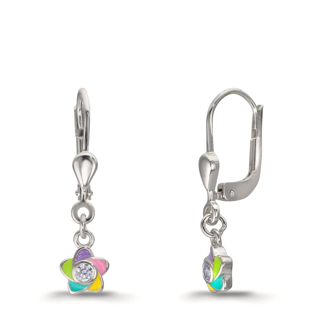 Oorbellen Zilver Zirkonia 2 Steen Gerhodineerd