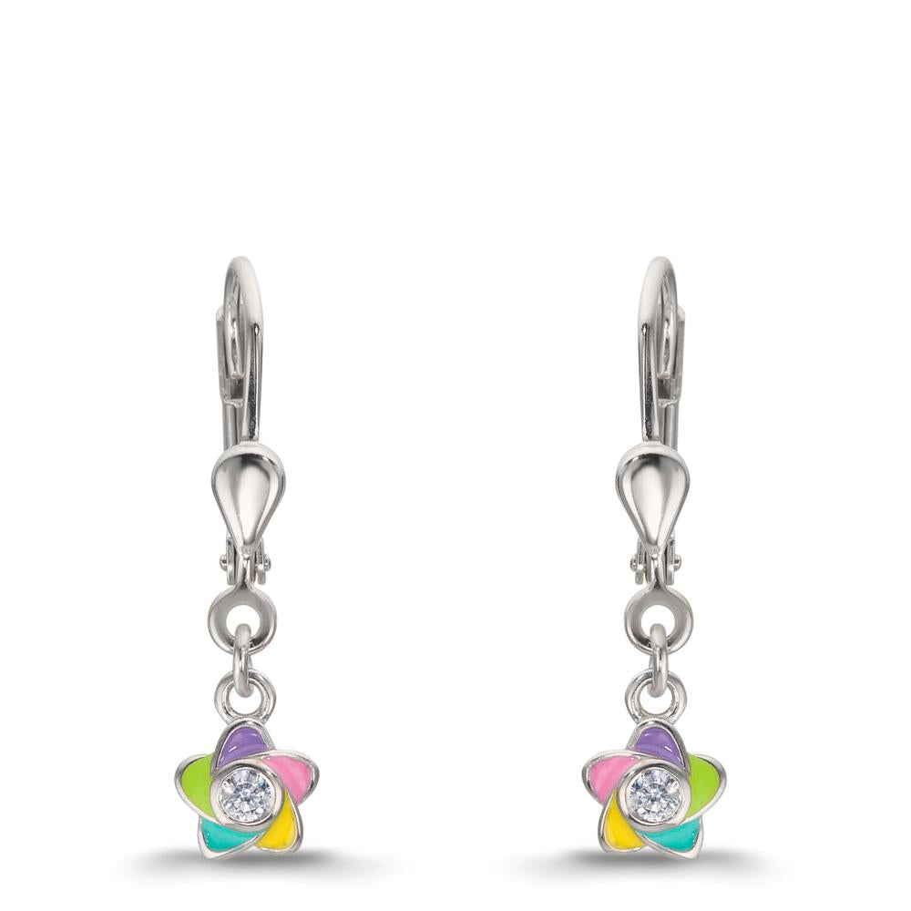 Oorbellen Zilver Zirkonia 2 Steen Gerhodineerd