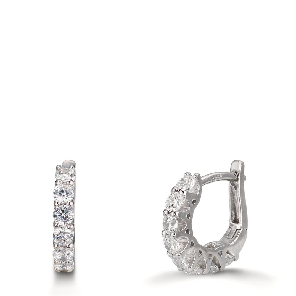 Scharnier oorringen creolen Zilver Zirkonia 16 Steen Gerhodineerd