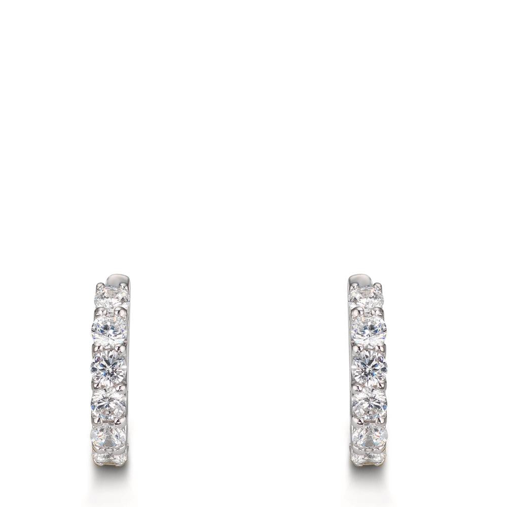 Scharnier oorringen creolen Zilver Zirkonia 16 Steen Gerhodineerd