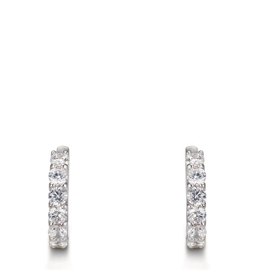 Scharnier oorringen creolen Zilver Zirkonia 16 Steen Gerhodineerd