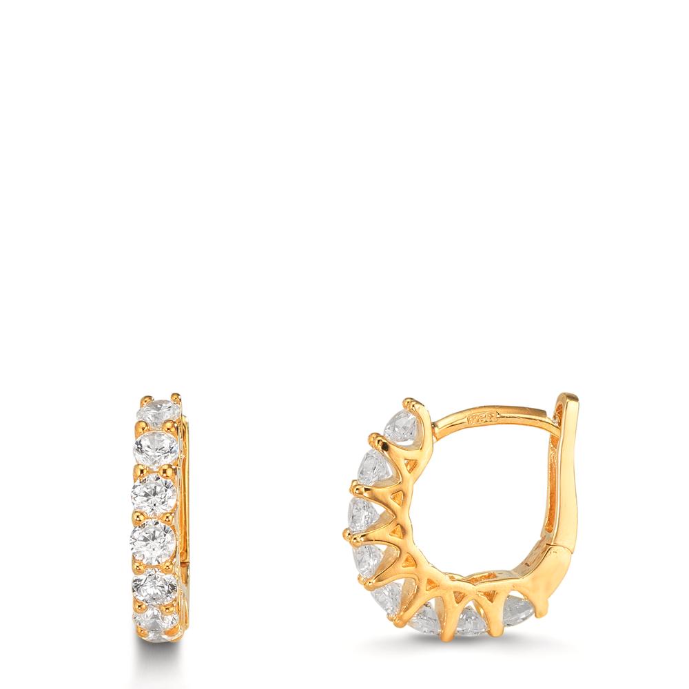 Scharnier oorringen creolen Zilver Zirkonia 16 Steen Geel Verguld