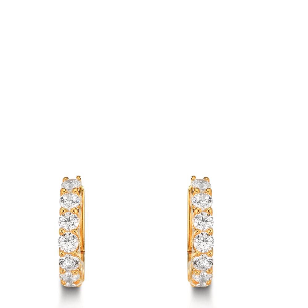 Scharnier oorringen creolen Zilver Zirkonia 16 Steen Geel Verguld