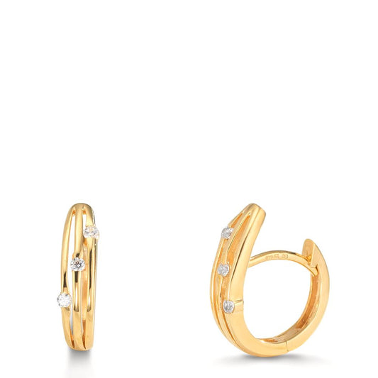 Scharnier oorringen creolen Zilver Zirkonia 6 Steen Geel Verguld