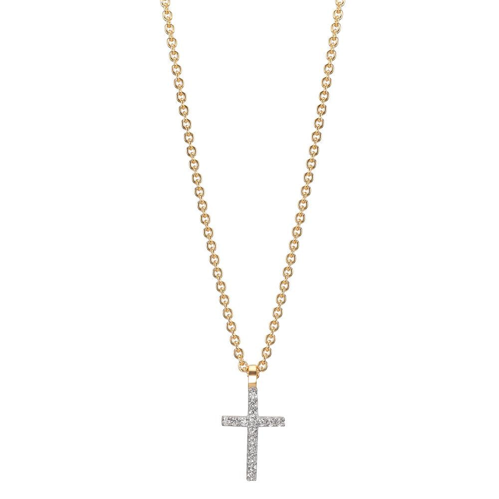 Collier 375/9K geel goud Zirkonia 16 Steen Kruis 38-42 cm