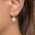 Oorbellen 375/9K geel goud zoetwater Parel, 2 Parels, 8 mm