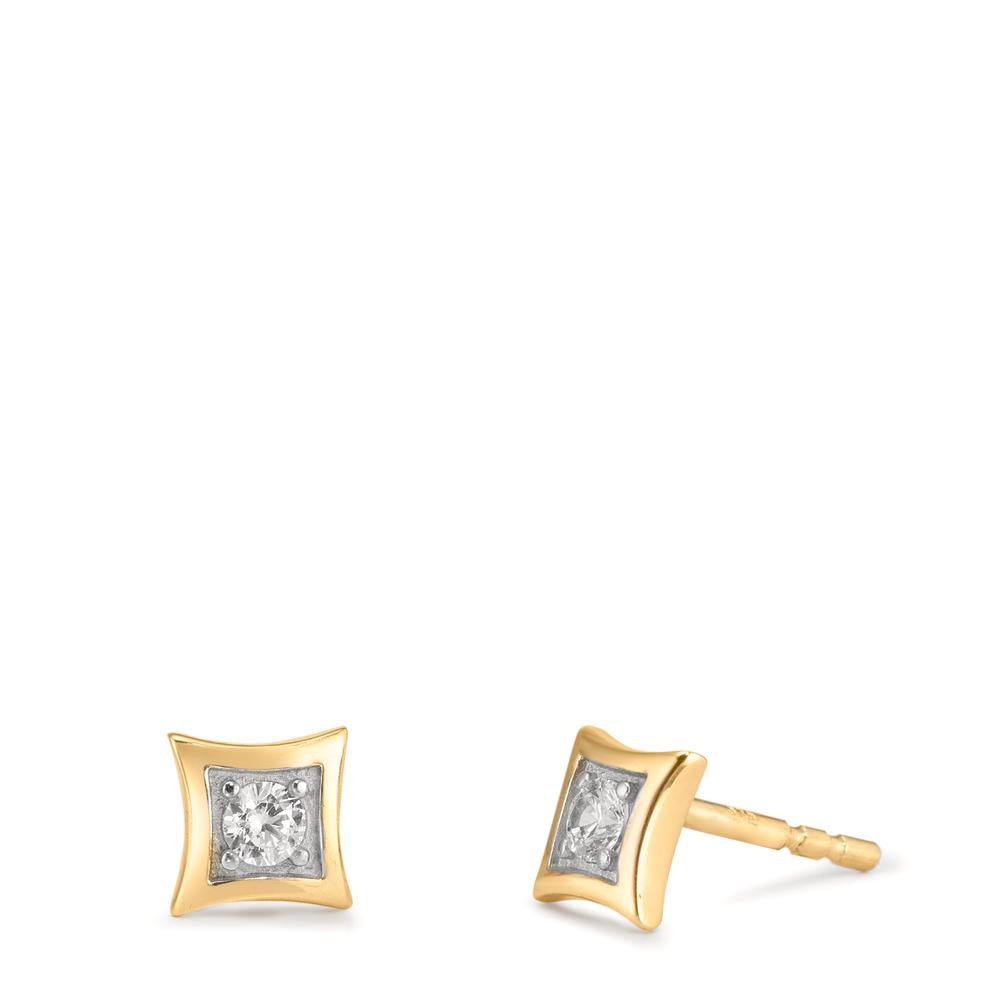 Oorknoppen 375/9K geel goud Zirkonia 2 Steen