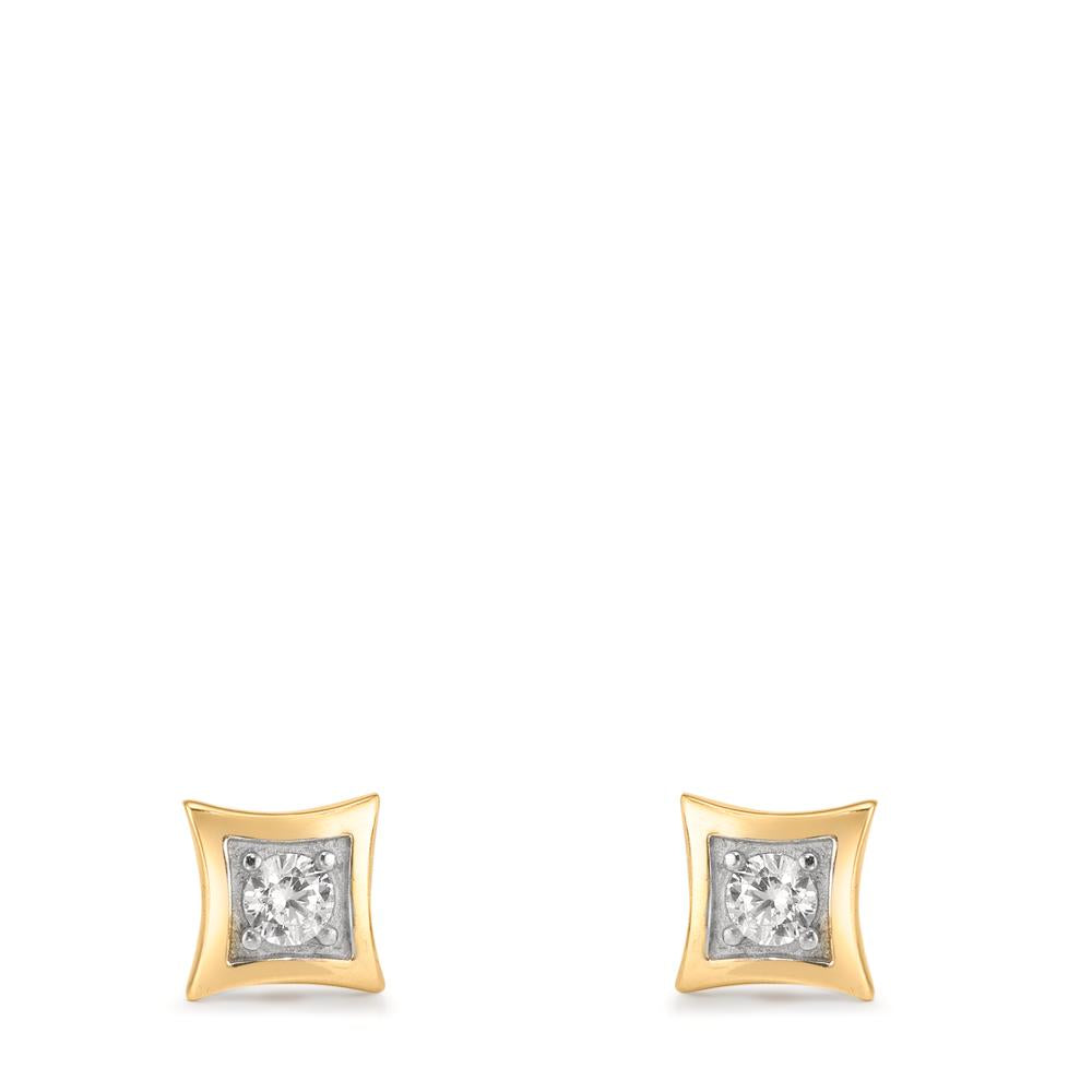 Oorknoppen 375/9K geel goud Zirkonia 2 Steen