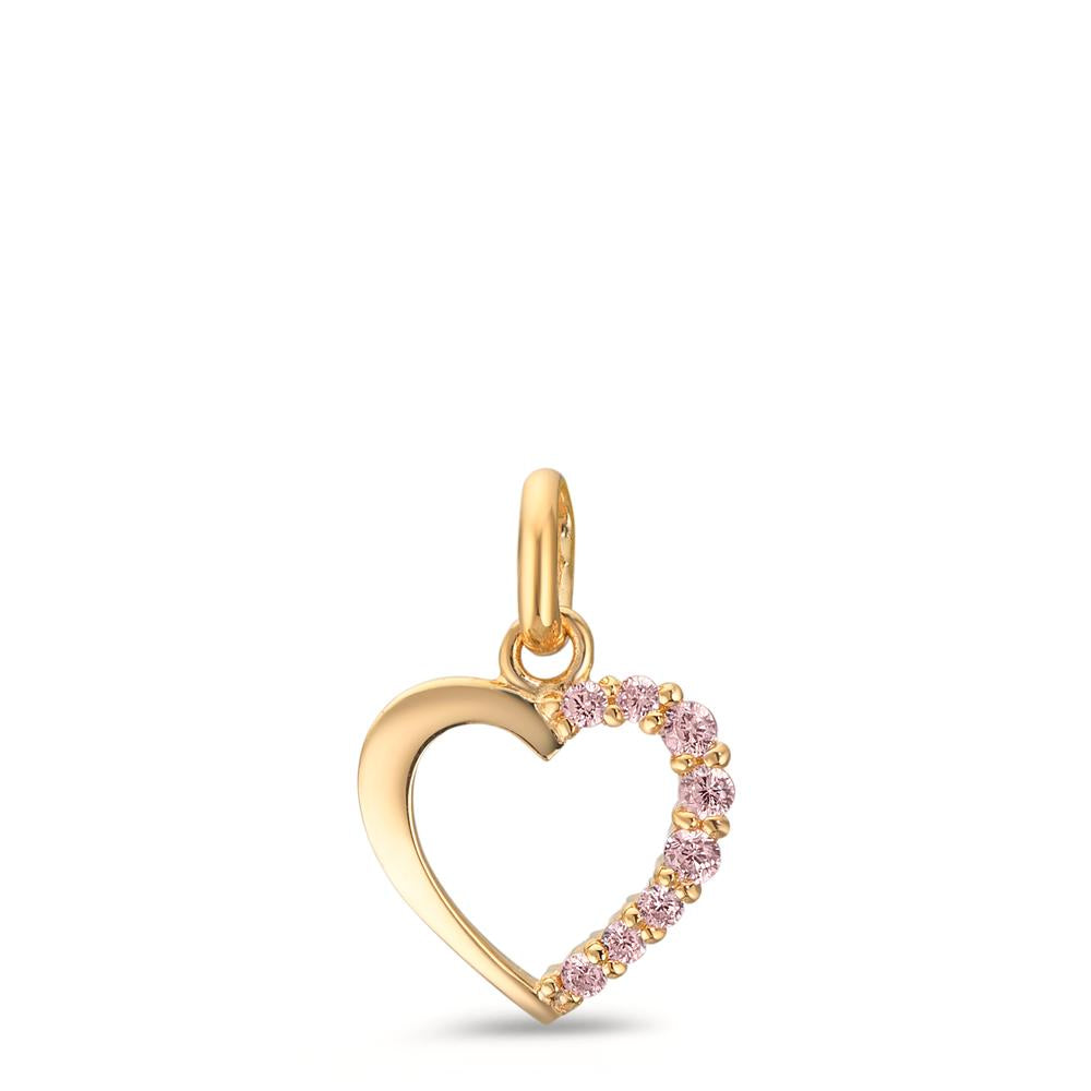 Hanger 375/9K geel goud Zirkonia roze Hart Ø10 mm