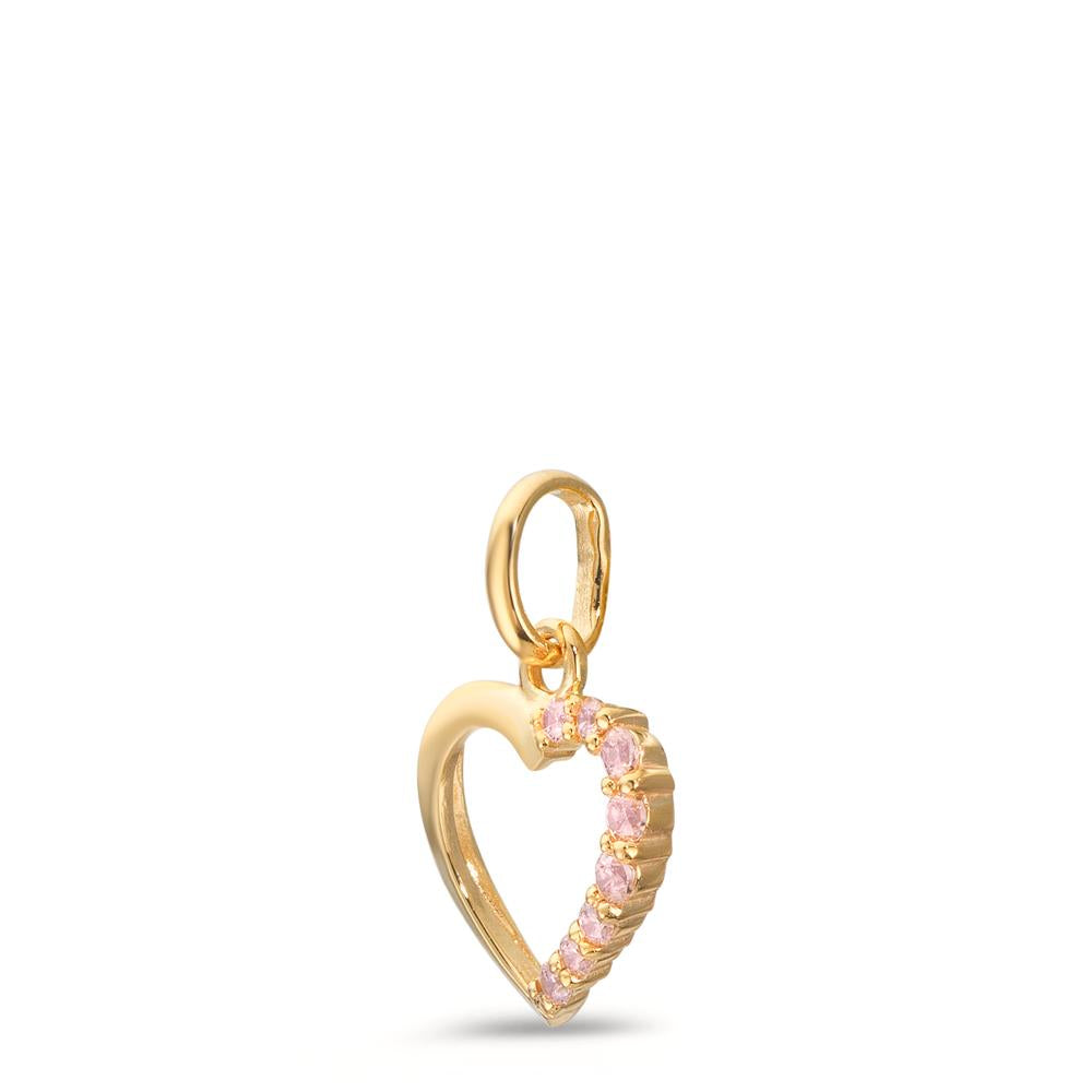 Hanger 375/9K geel goud Zirkonia roze Hart Ø10 mm