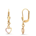Oorbellen 375/9K geel goud Zirkonia roze, [rund]