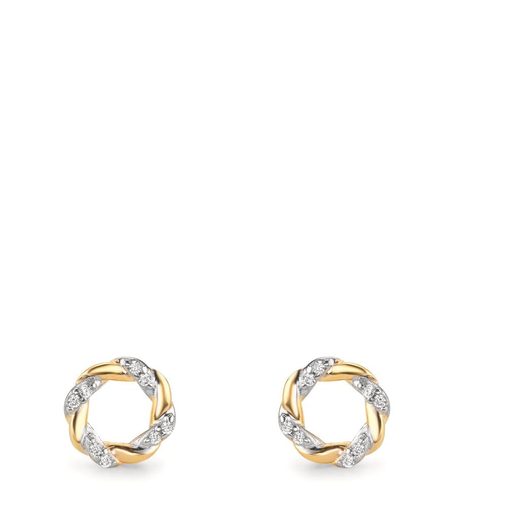 Oorknoppen 375/9K geel goud Zirkonia 16 Steen Ø6.5 mm