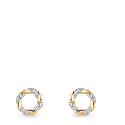 Oorknoppen 375/9K geel goud Zirkonia 16 Steen Ø6.5 mm