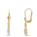 Oorbellen 375/9K geel goud Zirkonia 6 Steen