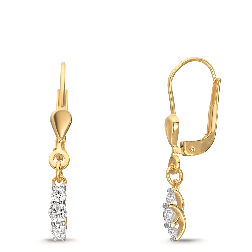 Oorbellen 375/9K geel goud Zirkonia 6 Steen