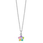 Collier met hanger Zilver Zirkonia Gerhodineerd Bloem 36-38 cm