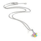 Collier met hanger Zilver Zirkonia Gerhodineerd Bloem 36-38 cm