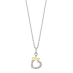 Collier met hanger Zilver Zirkonia Gerhodineerd Hart 36-38 cm