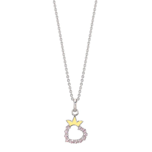 Collier met hanger Zilver Zirkonia Gerhodineerd Hart 36-38 cm