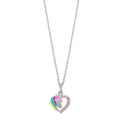 Collier met hanger Zilver Zirkonia roze Gerhodineerd Paard 36-38 cm